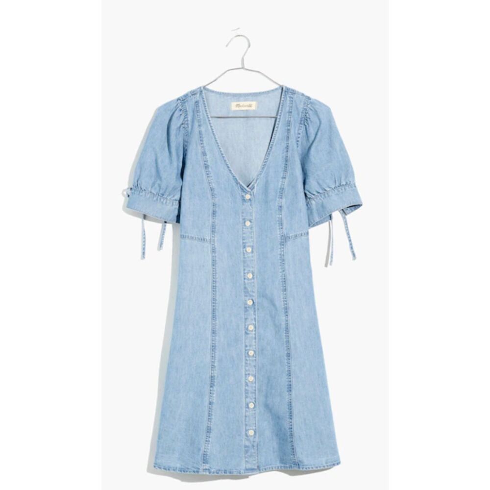 Madewell Button Front Denim Mini Dress Tencel Lyocell Size 4